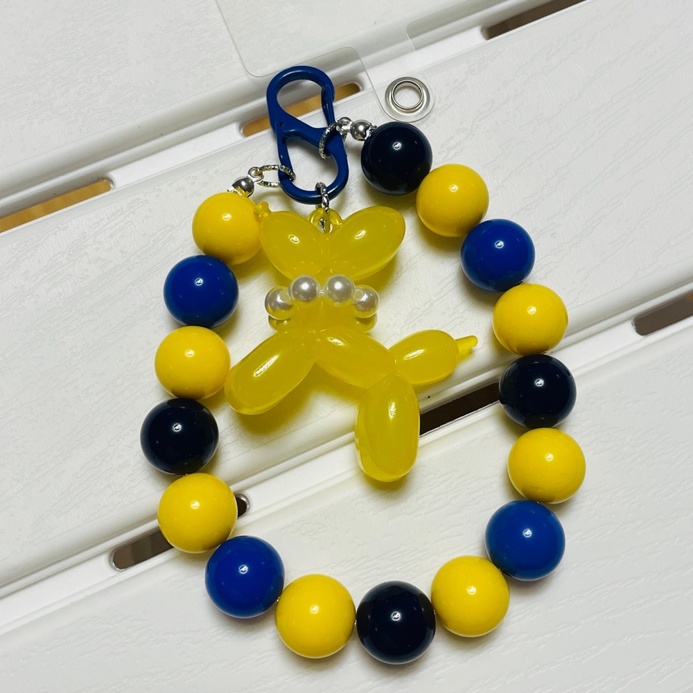 Yellow Balloon Dog Key Beaded Chain/Bag Pendant